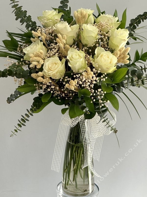 Decorative White Rose Arrangement