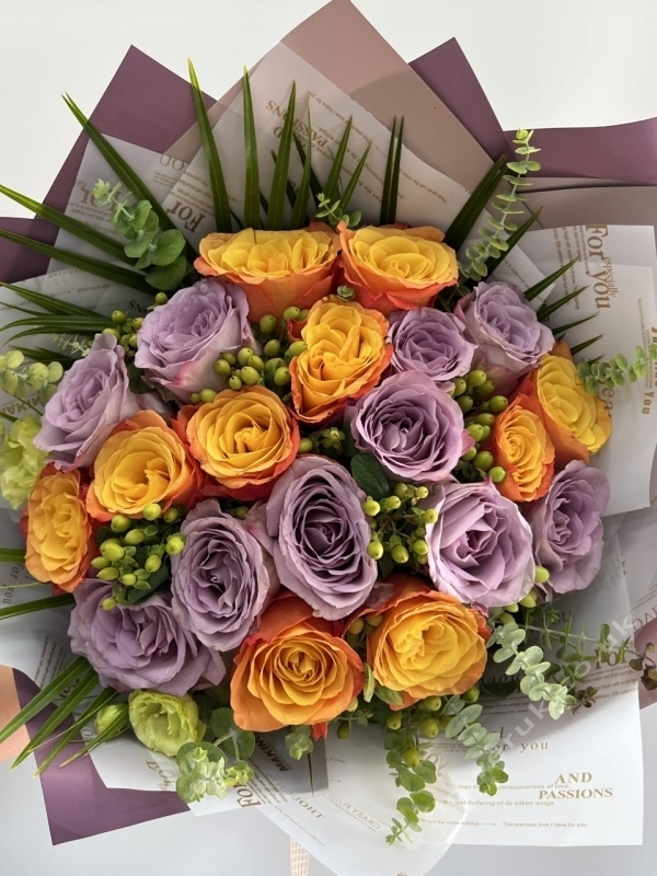 Lilac & Orange Rose Bouquet