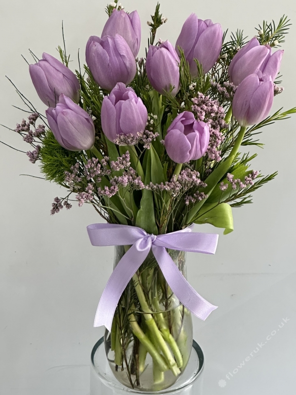 Lilac Tulips In Vase