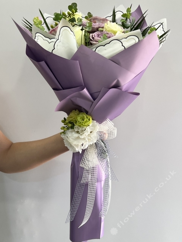 Lilac & White Rose Bouquet