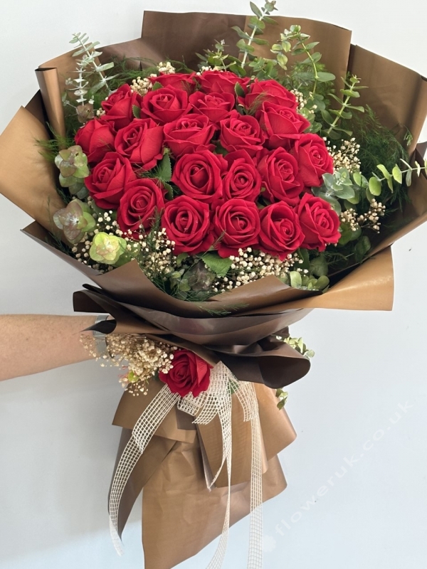 Luxury Red Rose Bouquet, Romantic Flowers