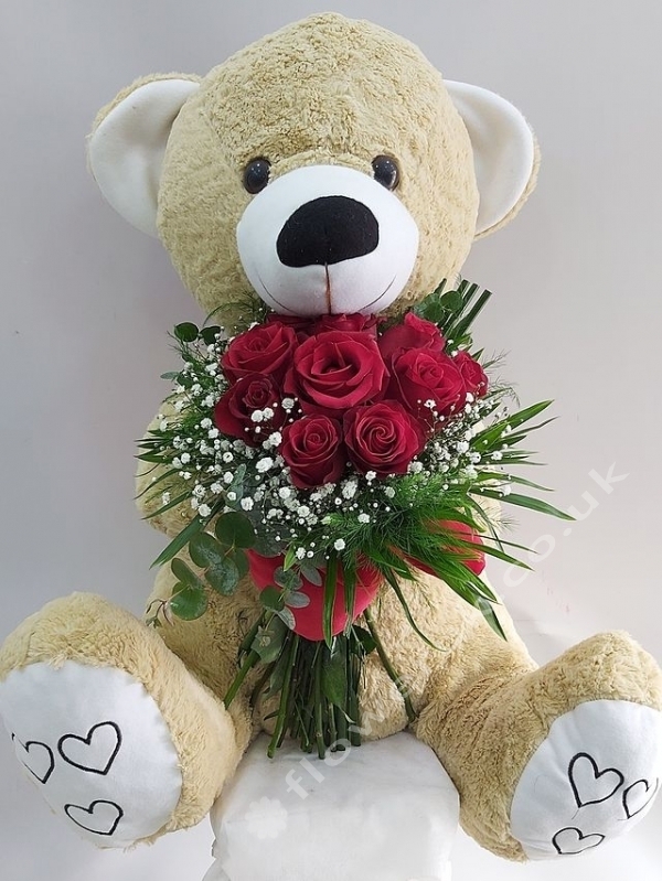 Lovely Plush Teddy Bear 100 CM & Rose