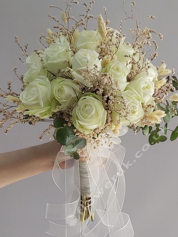 Pure White Rose Bridal Bouquet