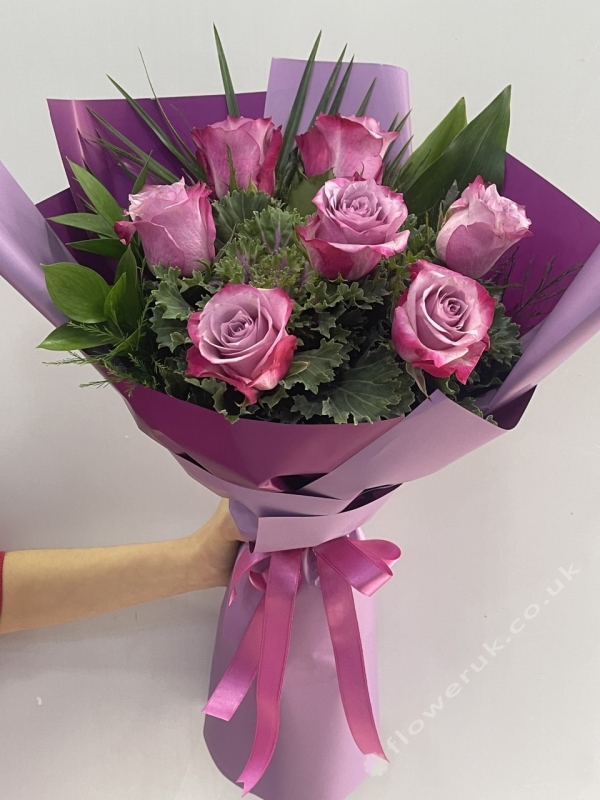 7 Purple Rose Bouquet