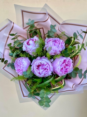 5 Light Pink Peony Bouquet