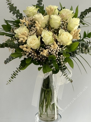 Decorative White Rose Arrangement