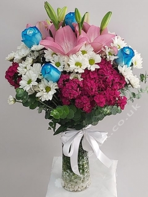 Mix Lovely Flowers In Vase