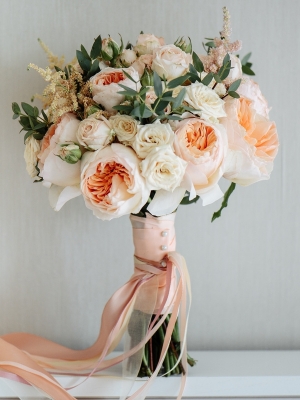 Peach Rose Bridal Bouquet